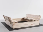 Fa homokozó fedéllel 120×120 cm – kezeletlen