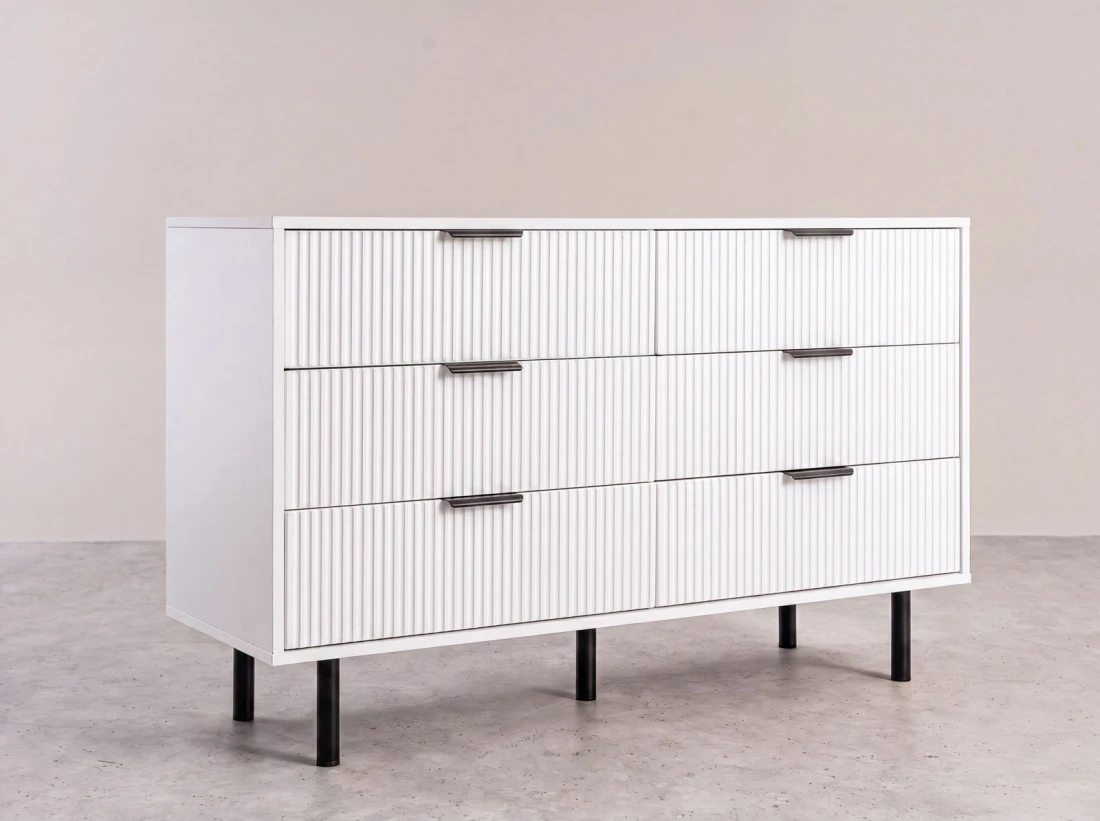 Fiókos komód 6S 118x39 cm Riff fehér