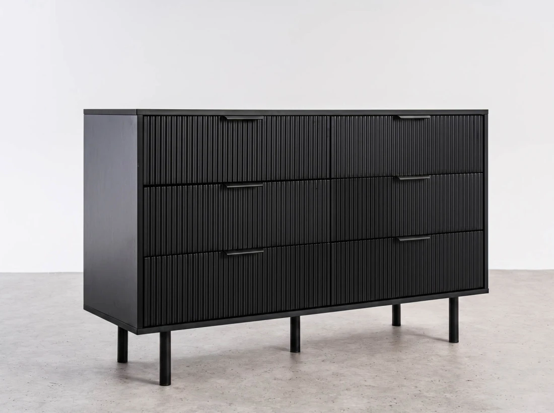 Fiókos komód 6S 118x39 cm Riff fekete