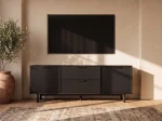 TV szekrény fiókokkal és ajtókkal 140 cm Riff fekete