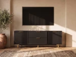 TV szekrény fiókokkal és ajtókkal 140 cm Riff fekete