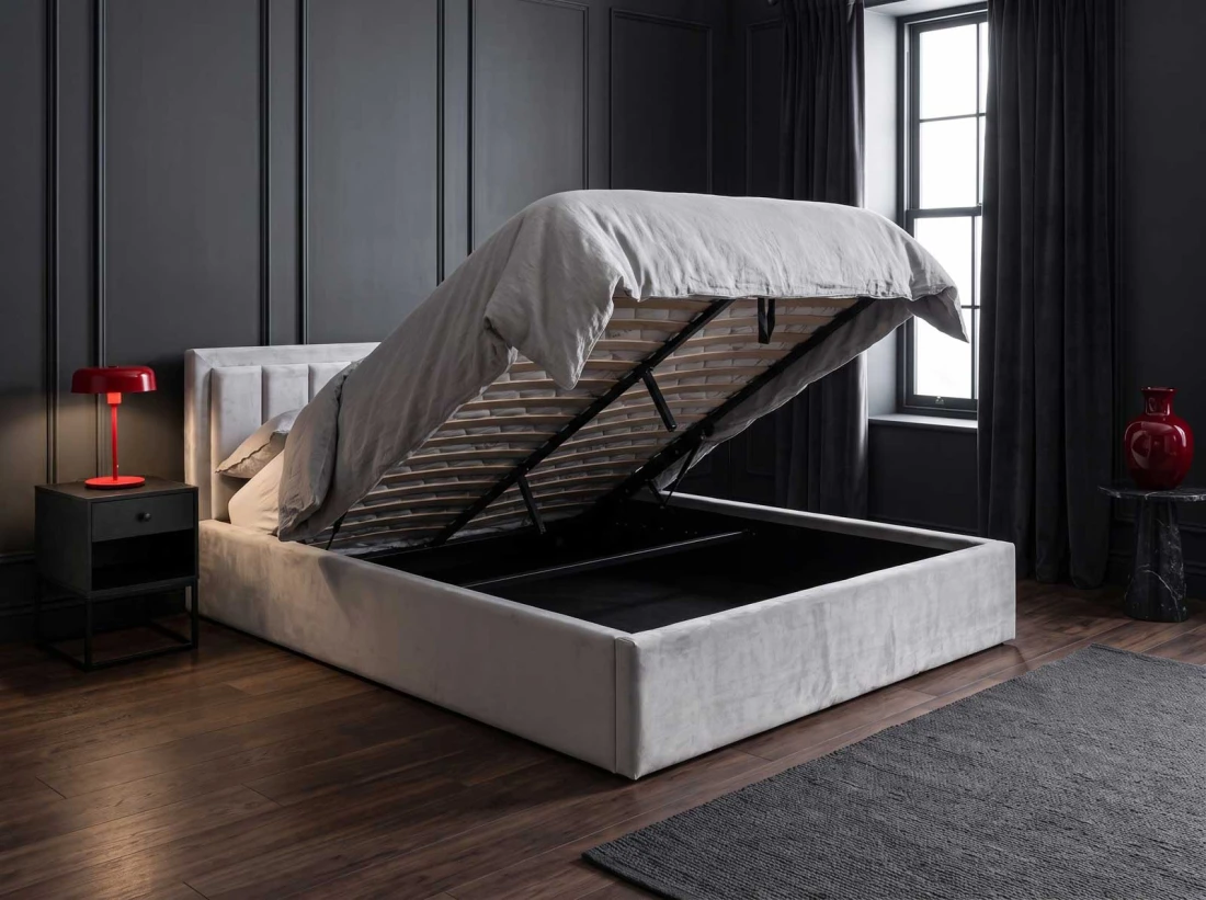 Kárpitozott ágy tárolóhellyel TOP line 9 Bluvel 03 120x200 Szürke