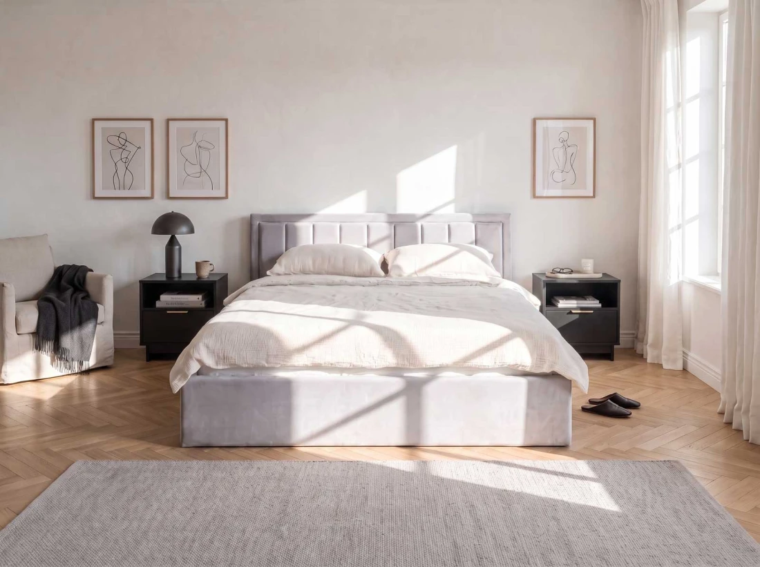 Kárpitozott ágy tárolóhellyel TOP line 9 Bluvel 03 180x200 Szürke