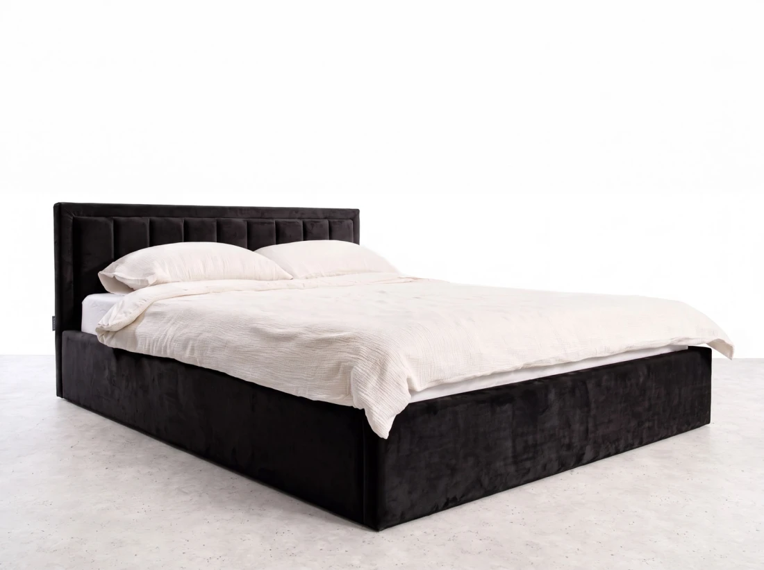 Kárpitozott ágy tárolóhellyel TOP line 9 Bluvel 19 120x200 Fekete