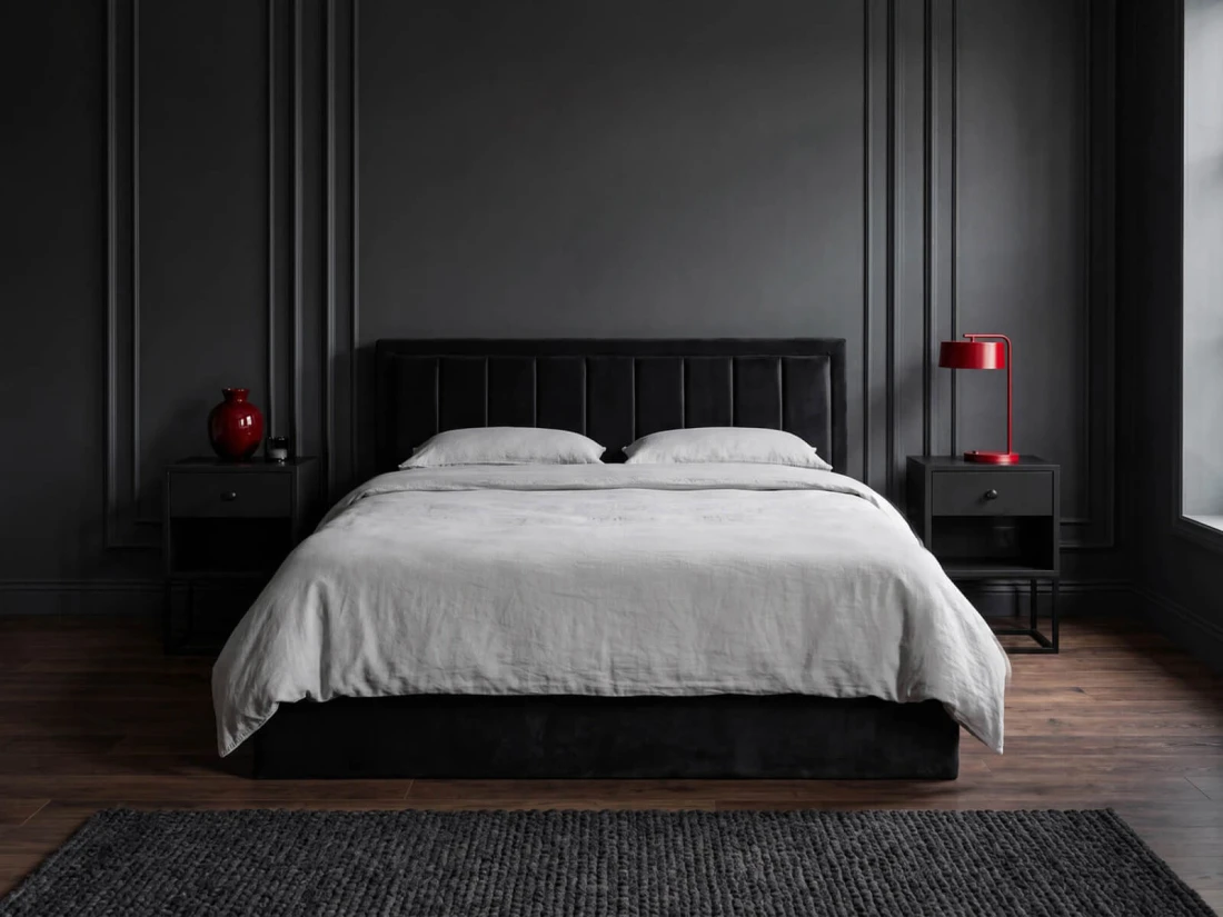 Kárpitozott ágy tárolóhellyel TOP line 9 Bluvel 19 120x200 Fekete