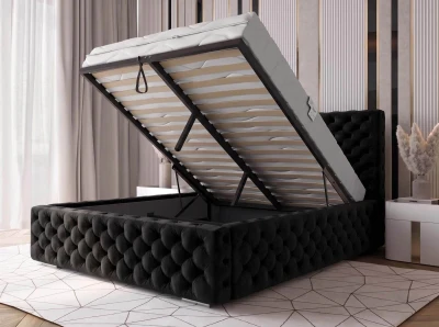 Kárpitozott ágy 160x200 tárolóhellyel PRO line 15 fekete Bluvel 19