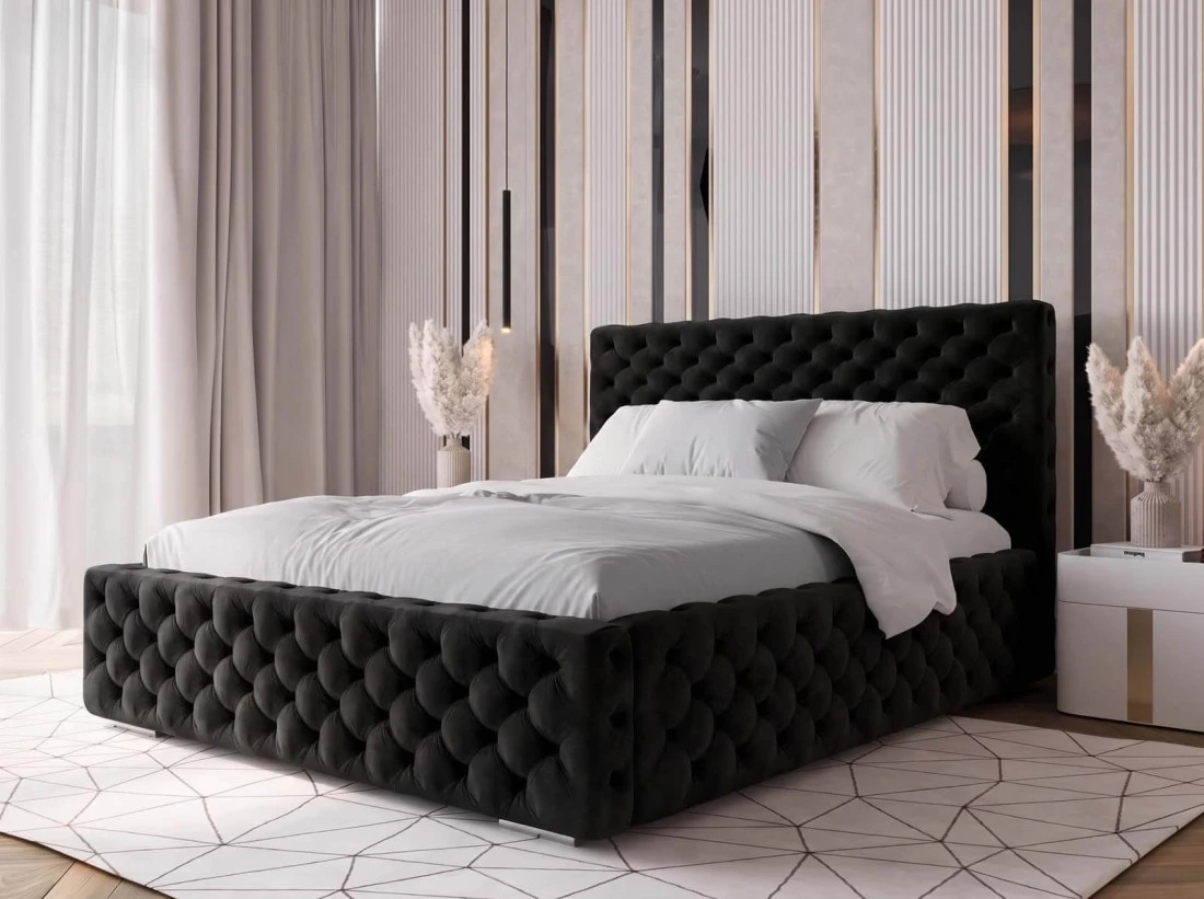 Kárpitozott ágy 160x200 tárolóhellyel PRO line 15 fekete Bluvel 19