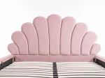 Kárpitozott gyerekágy 120x200 as konténerrel és kerettel, rózsaszín színű Velvet Kids Line 3 Kagyló