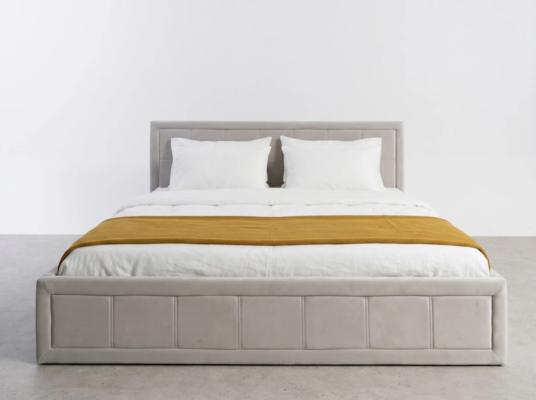 Kárpitozott ágy tárolóhellyel Rema 120x200 Szürke Velvet