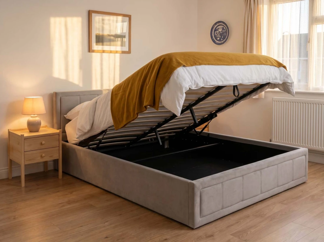 Kárpitozott ágy tárolóhellyel Rema 180x200 Szürke Velvet
