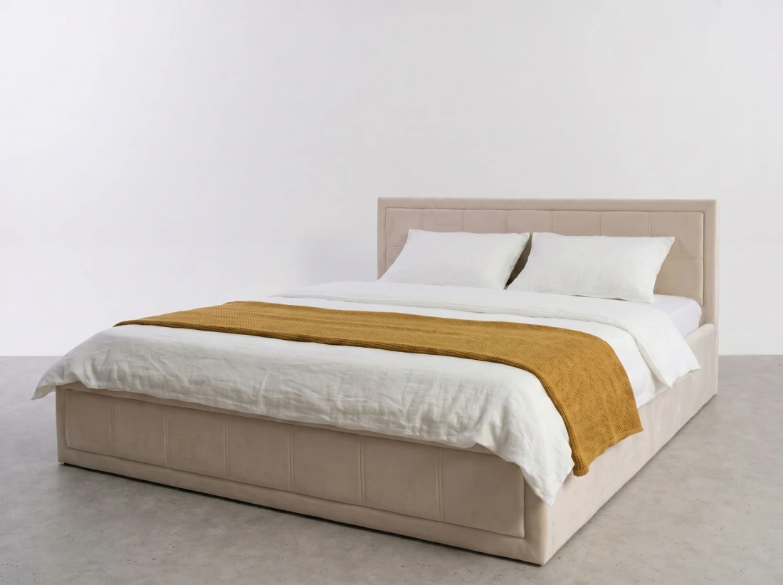 Kárpitozott ágy tárolóhellyel Rema 140x200 Bézs Velvet