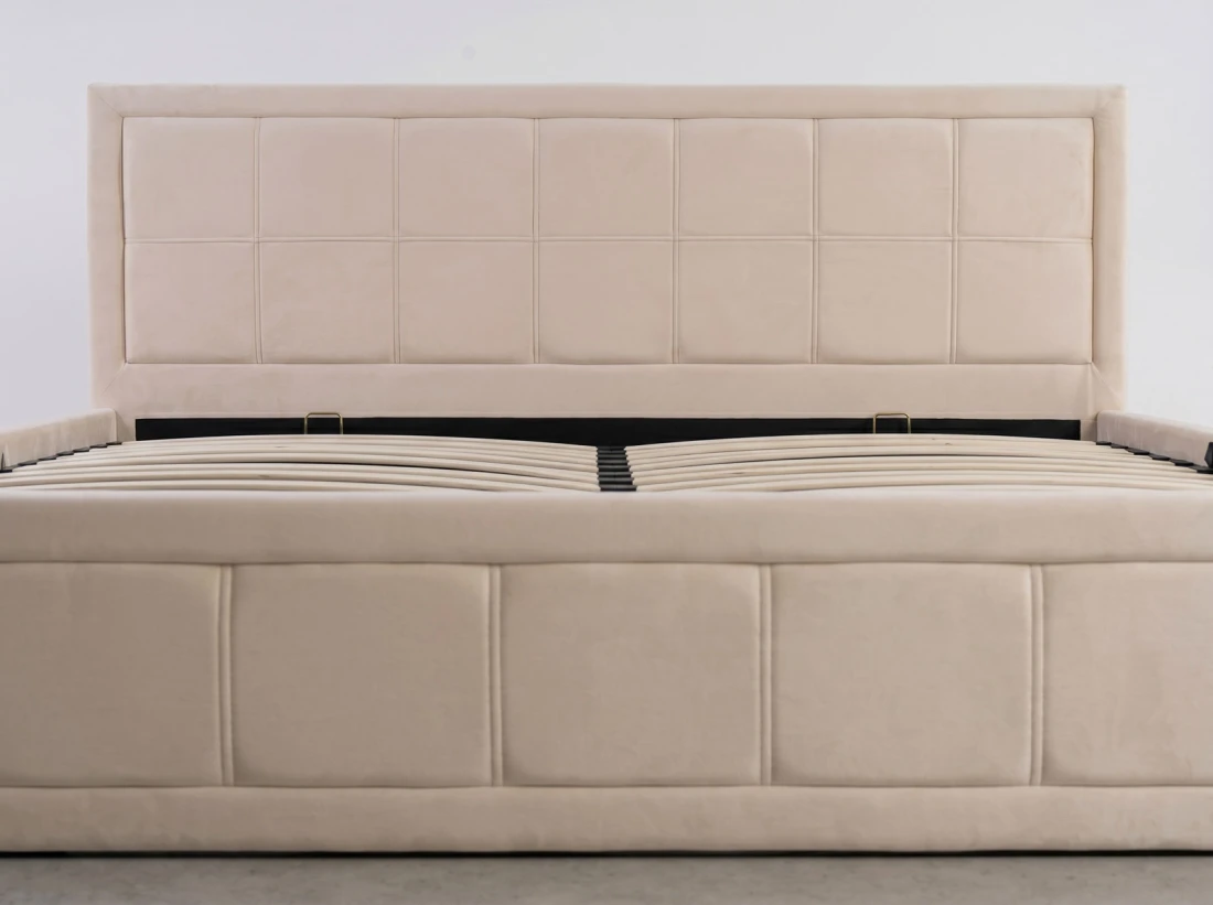Kárpitozott ágy tárolóhellyel Rema 160x200 Bézs Velvet