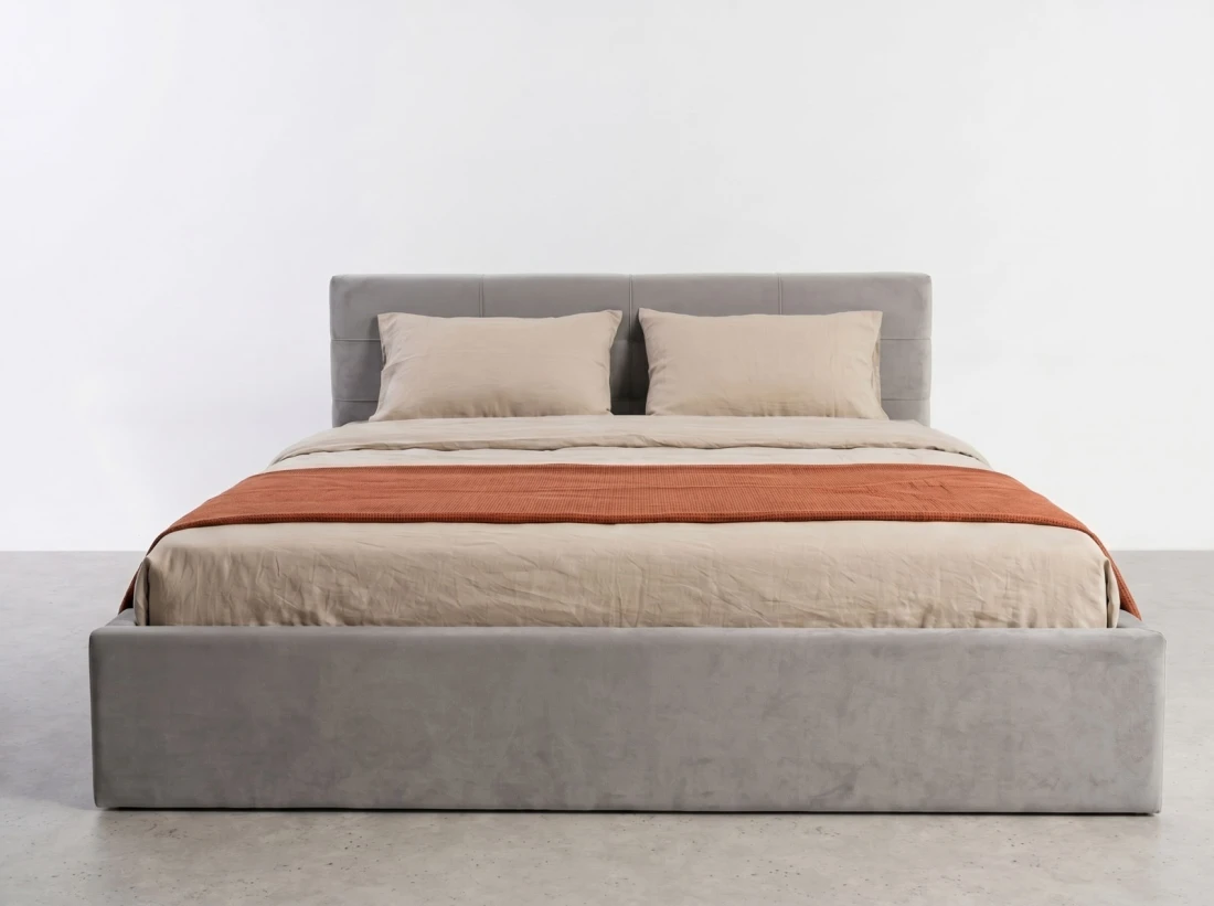 Kárpitozott ágy tárolóhellyel Tilo 120x200 Szürke Velvet