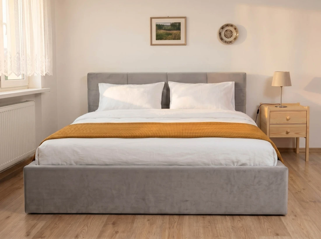Kárpitozott ágy tárolóhellyel Tilo 120x200 Szürke Velvet