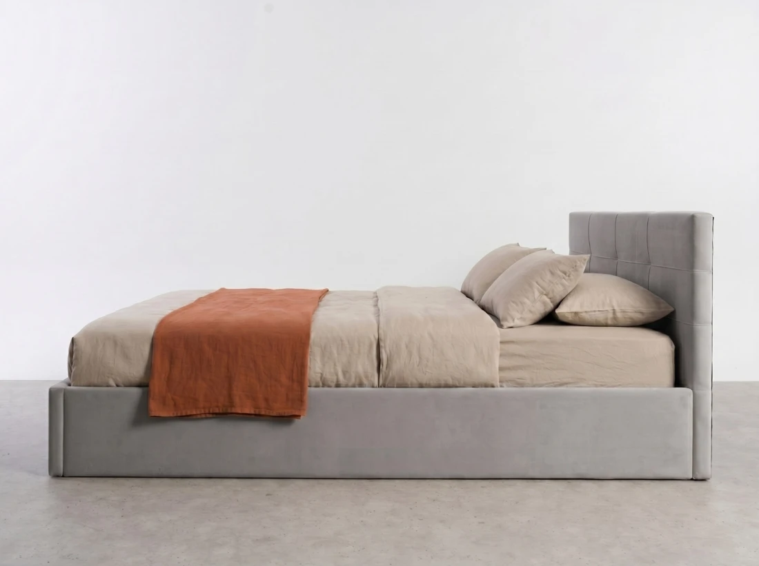 Kárpitozott ágy tárolóhellyel Tilo 140x200 Szürke Velvet