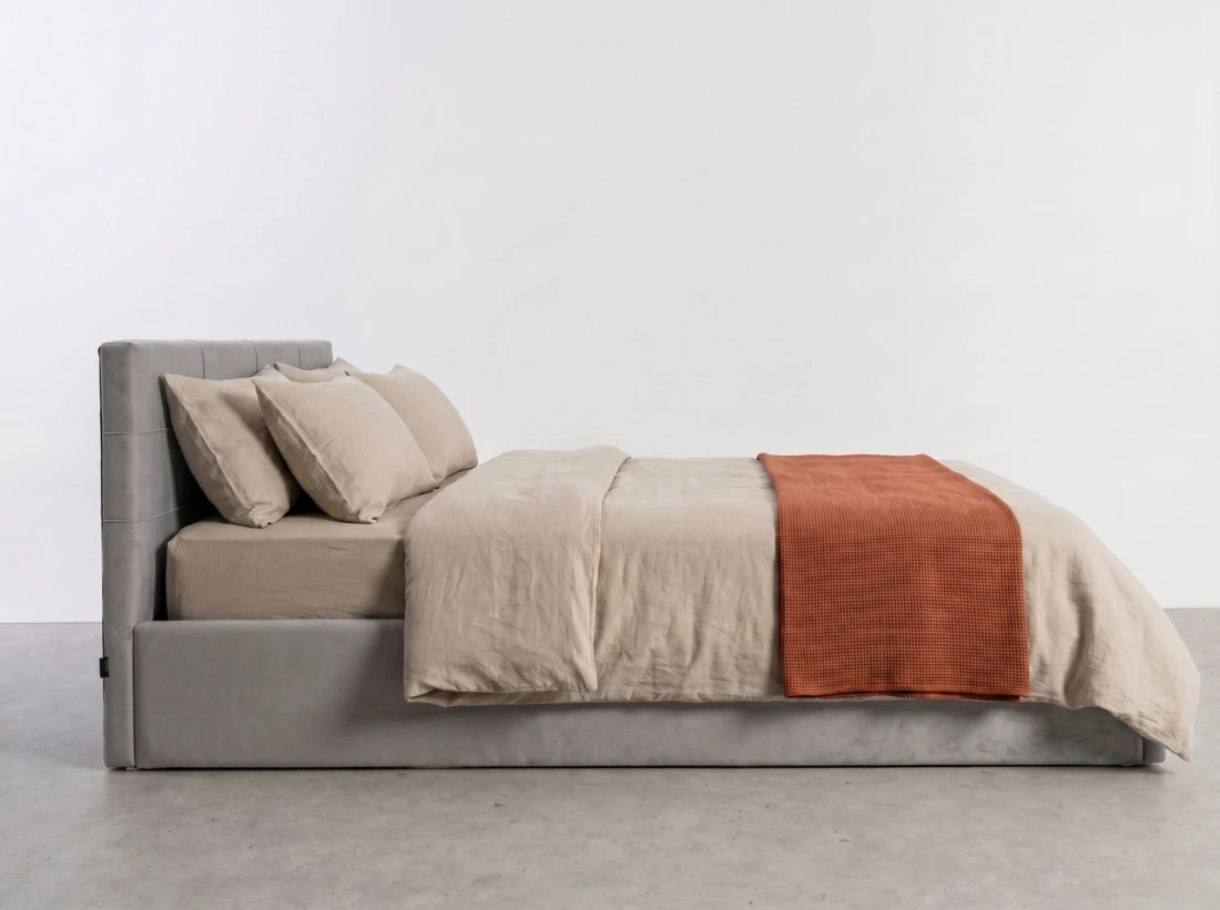Kárpitozott ágy tárolóhellyel Tilo 140x200 Szürke Velvet