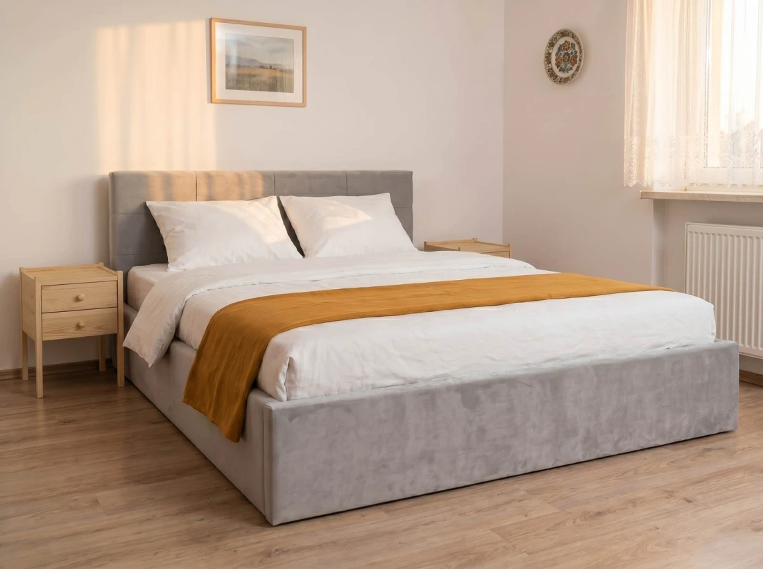 Kárpitozott ágy tárolóhellyel Tilo 160x200 Szürke Velvet