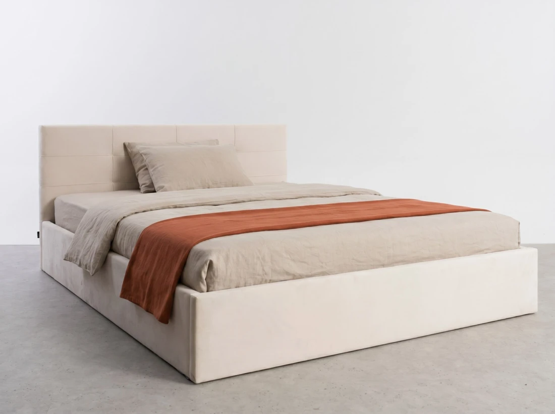 Kárpitozott ágy tárolóhellyel Tilo 120x200 Bézs Velvet