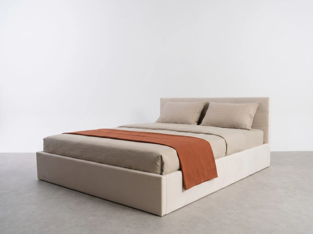 Kárpitozott ágy tárolóhellyel Tilo 160x200 Bézs Velvet