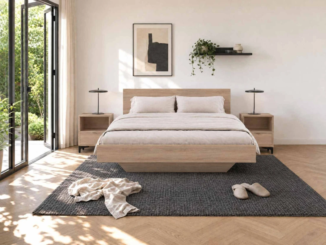 Levitációs ágy bútorlapból, tárolóhellyel 160x200 DM2 tölgy sonoma