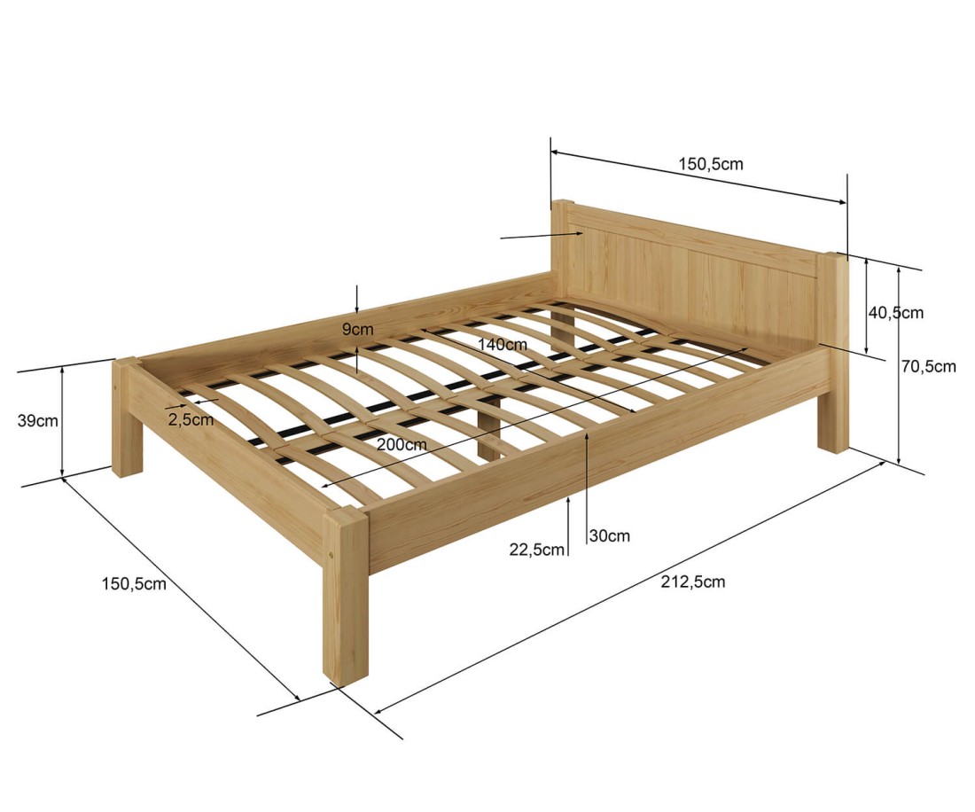 Fenyő ágy 140x200 Viktoria dió