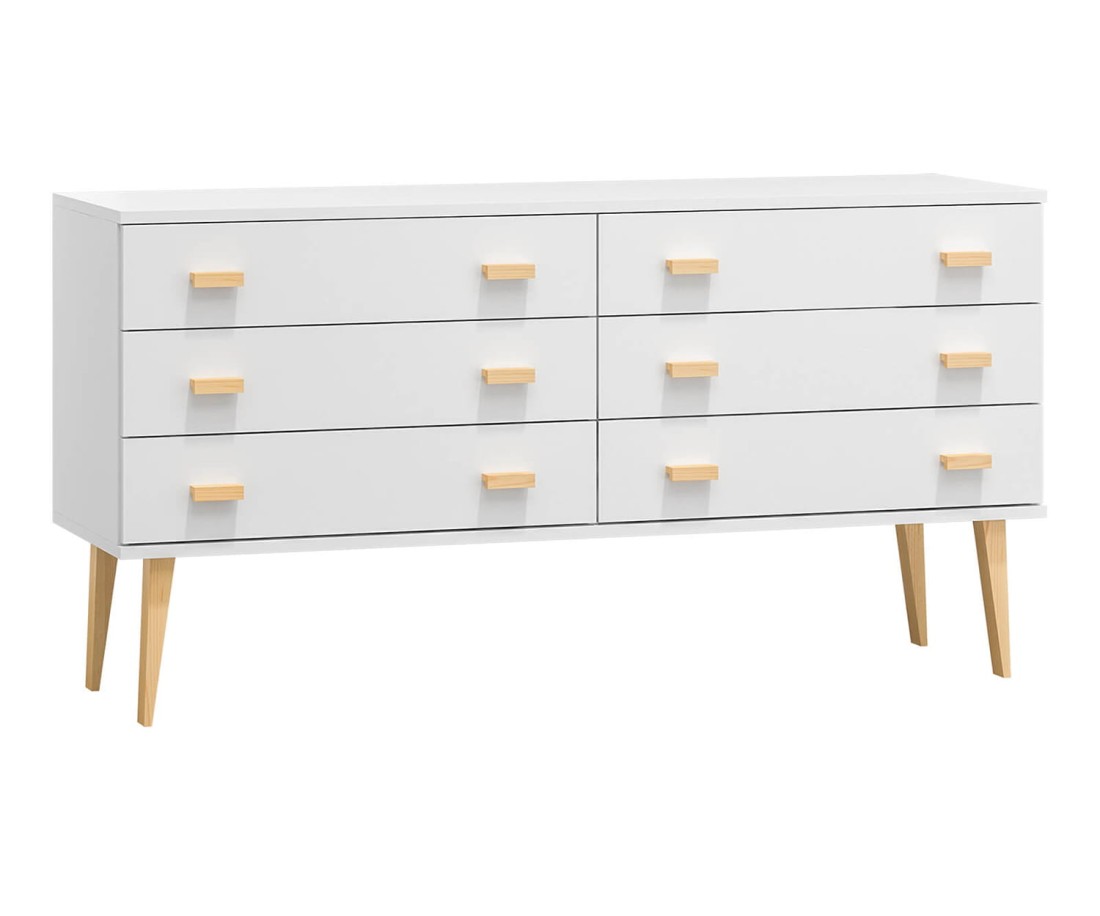 Fenyő komód no.2 szélessége 135 cm 3s Venuci fehér