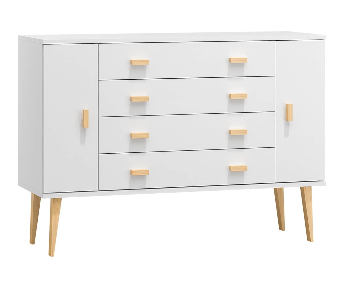 Fenyő komód no.3 szélessége 135 cm 4s Venuci fehér