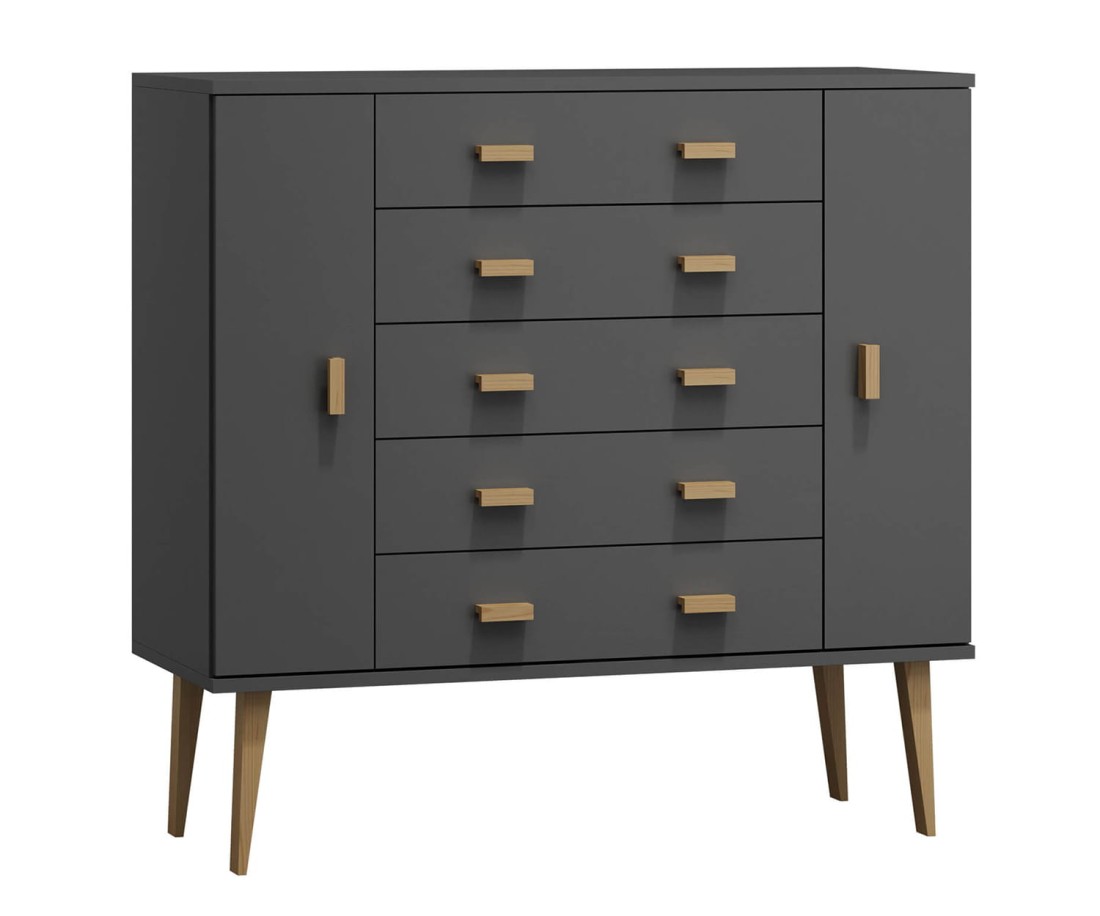 Fenyő komód no.3 szélessége 117 cm 5s Venuci szürke