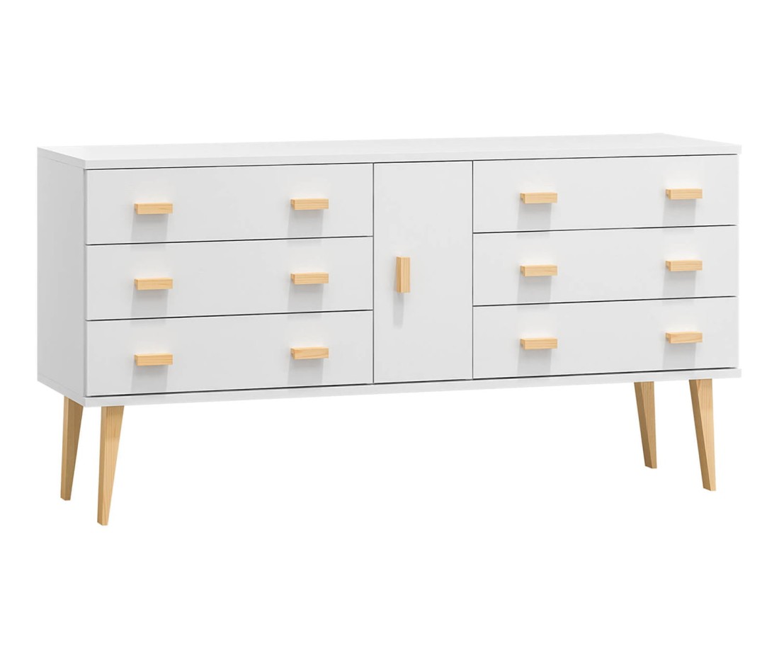 Fenyő komód no.4 szélessége 135 cm 3s Venuci fehér
