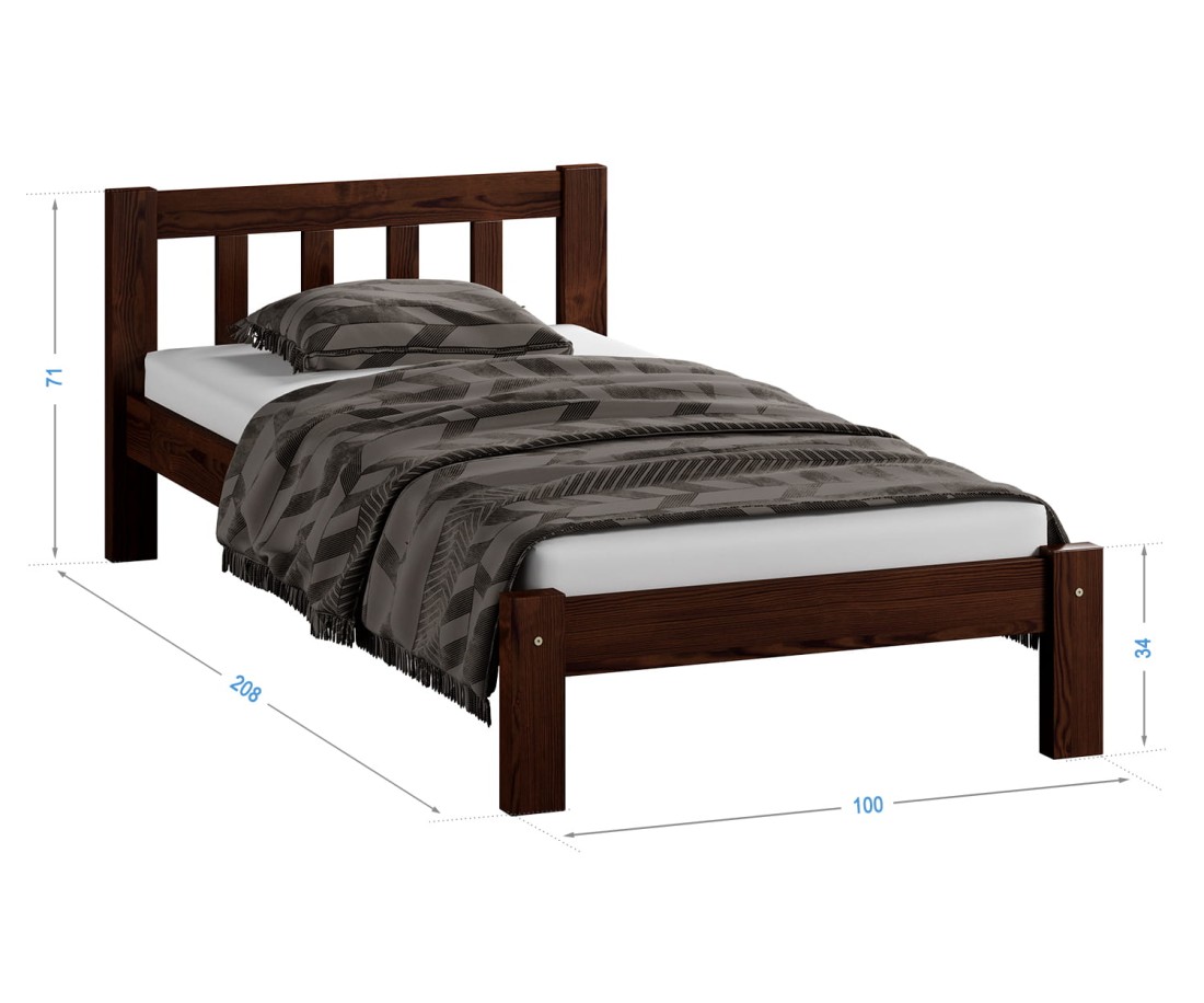 Fenyő ágy 90x200 Alena dió