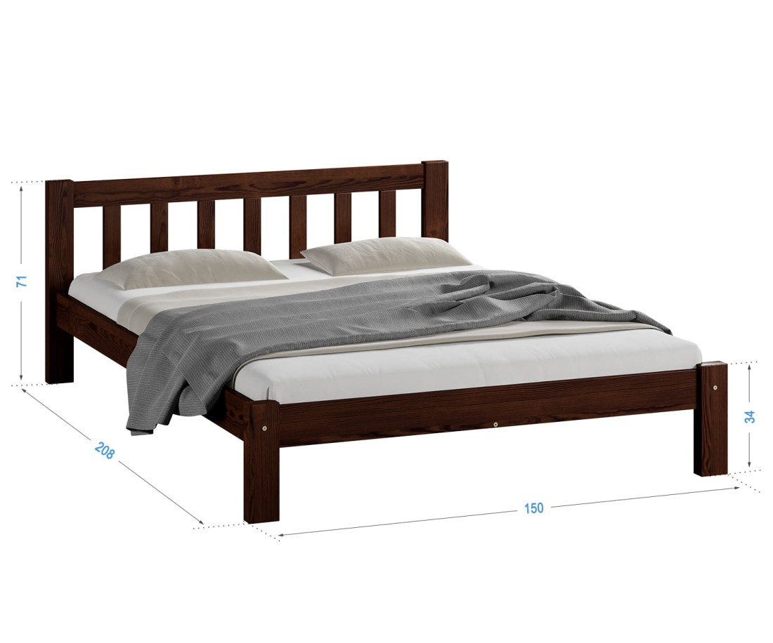 Fenyő ágy 140x200 Alena dió