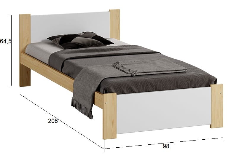Ágy 90x200 DMD3 fenyő + fehér