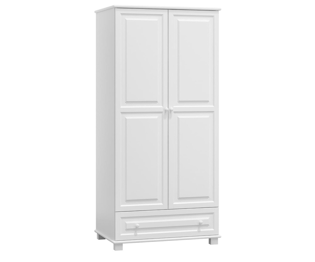 Fehér tömör fenyő szekrény 2Dc1 90 széles akasztós/polcos