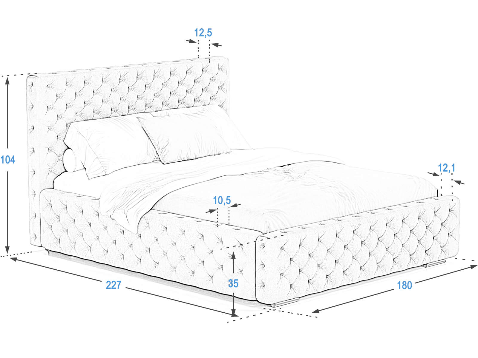 Karpitozott agy PRO line 15 160x200cm