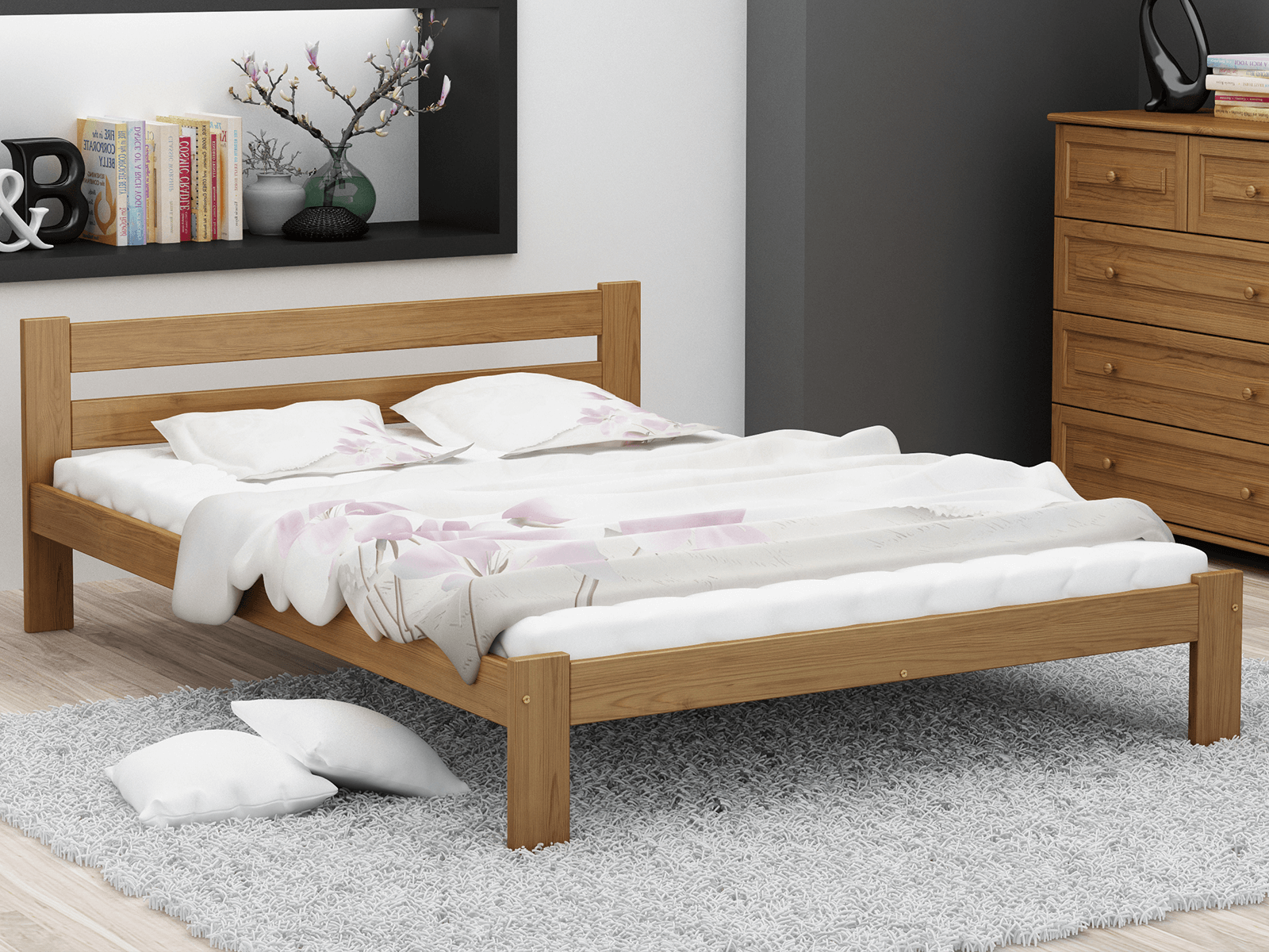 Fa ágy 140x200 VitBed Akio tölgy