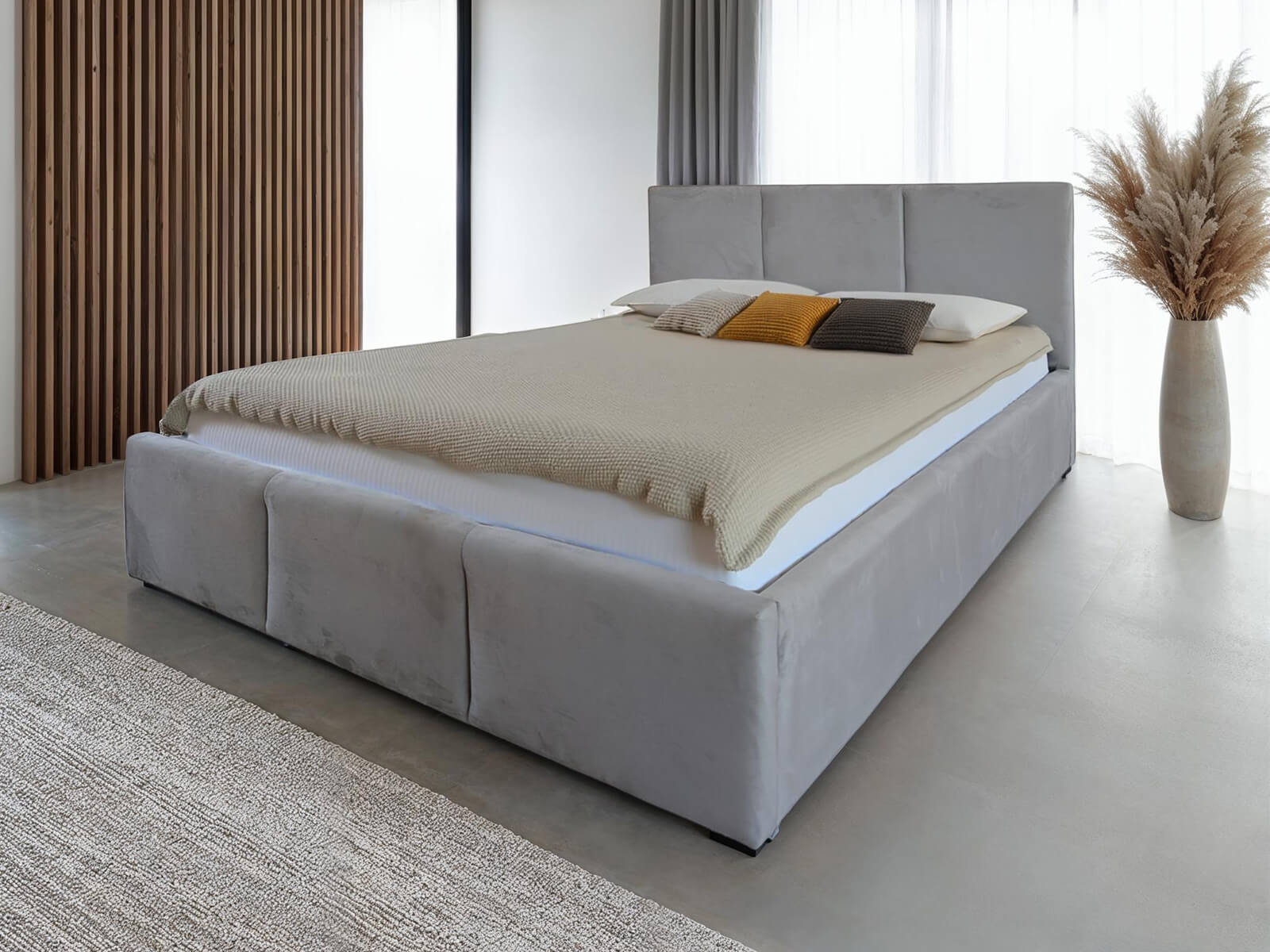 Kárpitozott ágy tárolóhellyel TOP line 7 120x200 Szürke Velvet