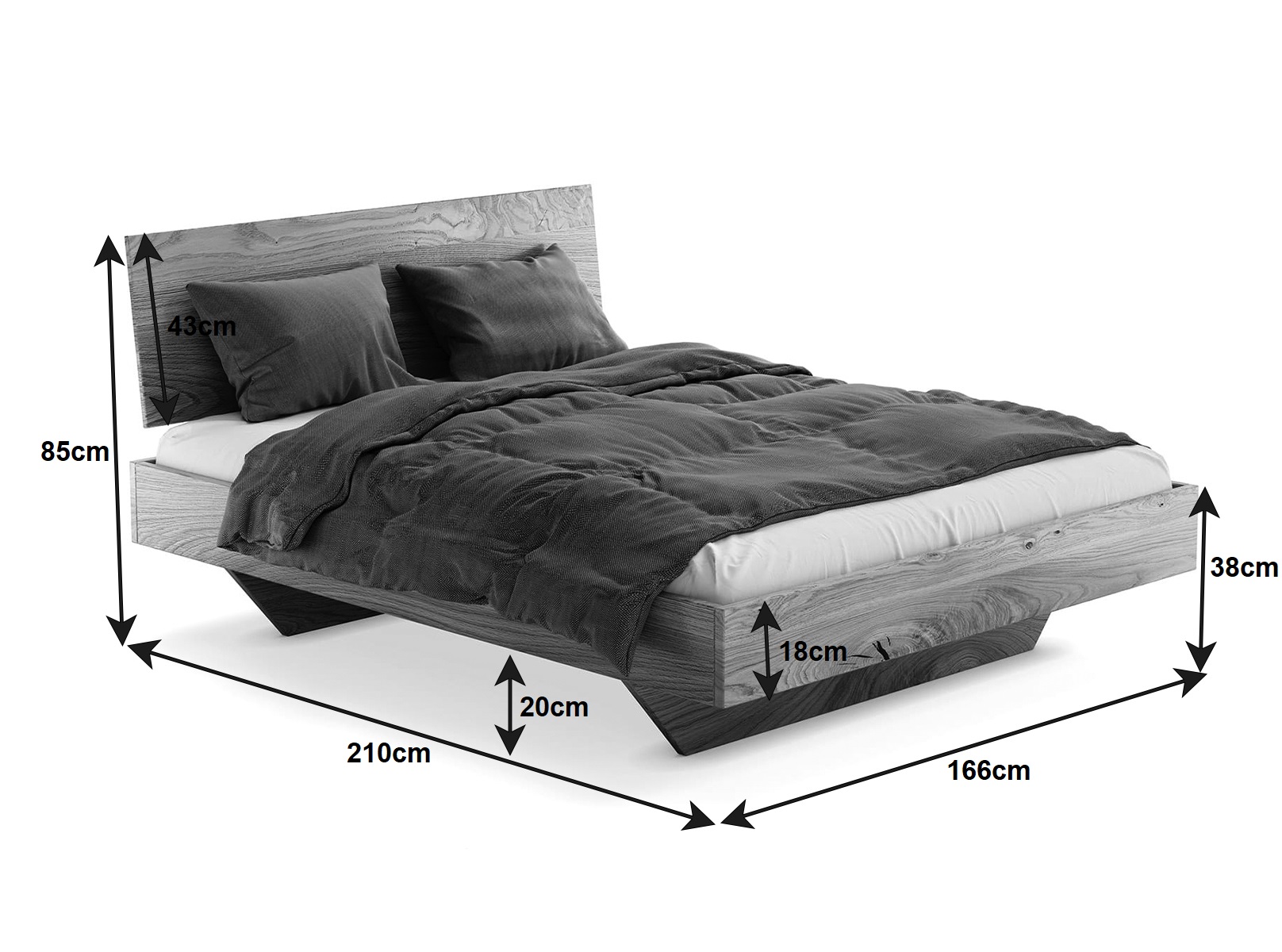 Dubová postel Piacenza 160x200