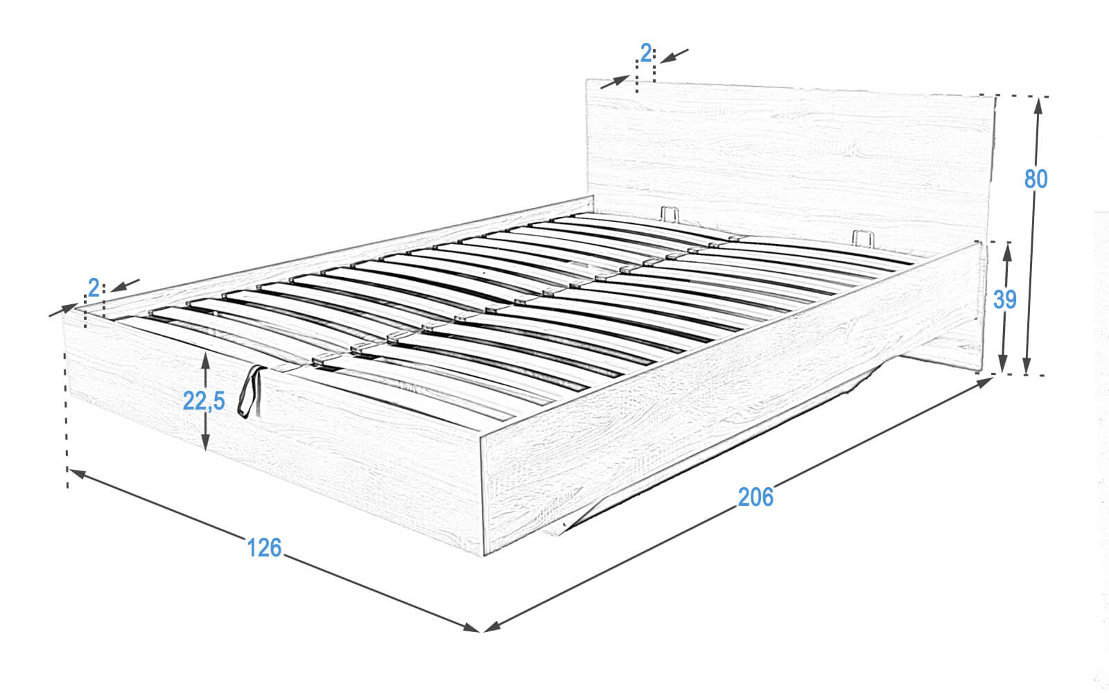 DM2 lebegő ágy 120x200 felnyitható ágyráccsal