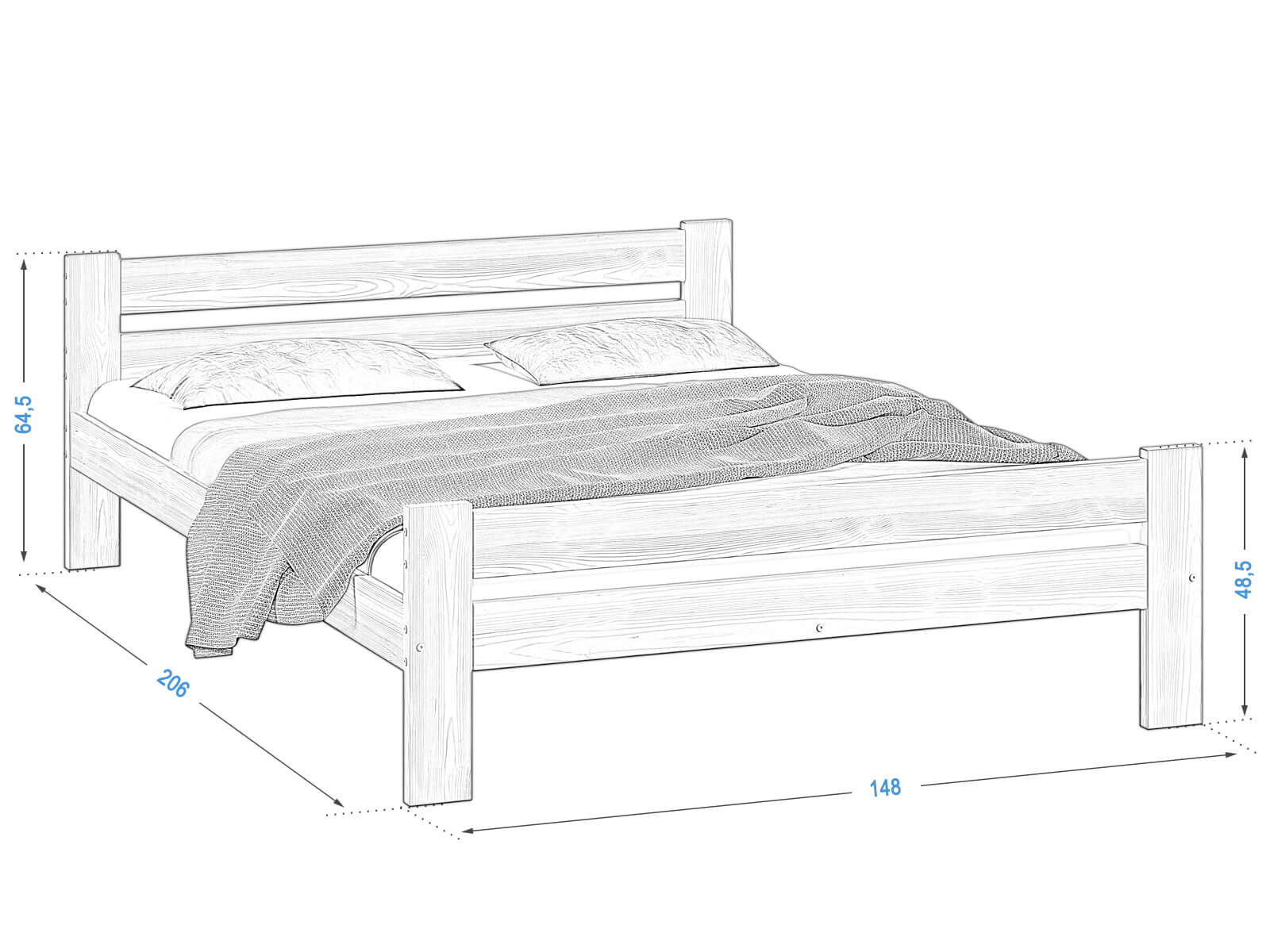 Borovica postel Kenta 140x200 Ami Nabytek