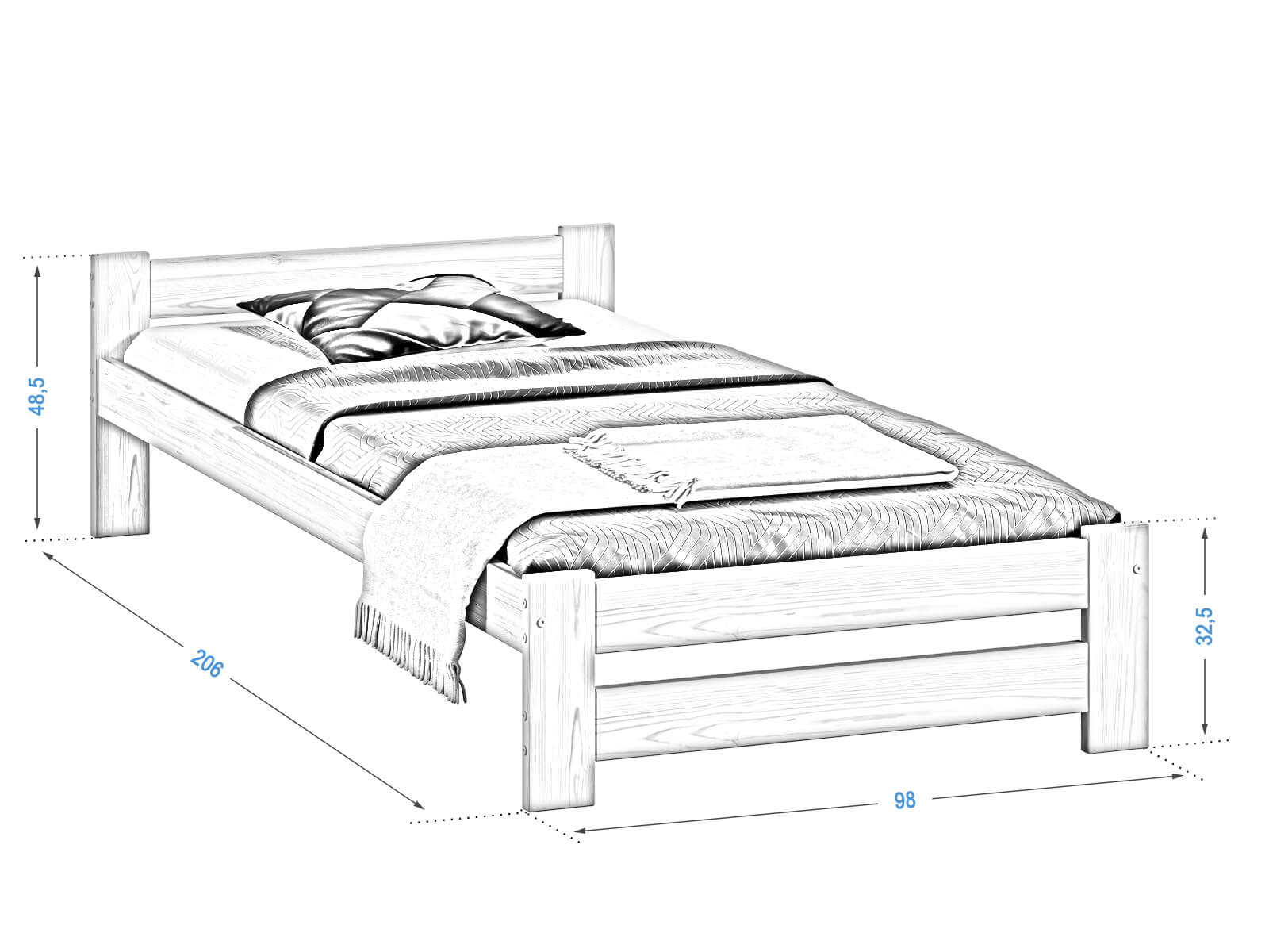 Dub postel Ran 90x200 Ami Nabytek